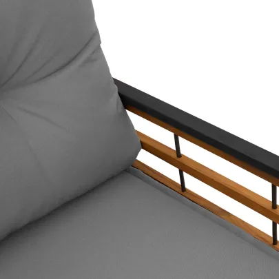 Bancă din Lemn cu Pernă Gri - 114x55x77 cm | Livrare Gratuită