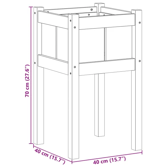 Vază Grădină Lemn Masiv Pin 40x40x70 cm | Comandă Online