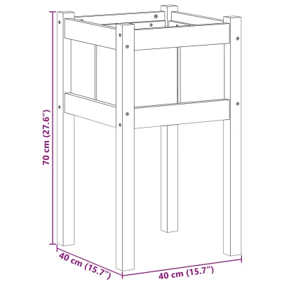 Vază Grădină Lemn Masiv Pin 40x40x70 cm | Comandă Online