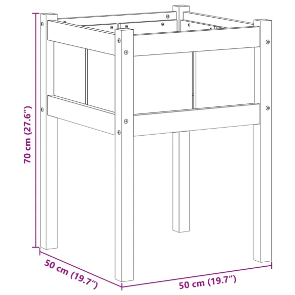 Vază Grădină Lemn Masiv de Pin 50x50x70 cm | Livrare Gratuită