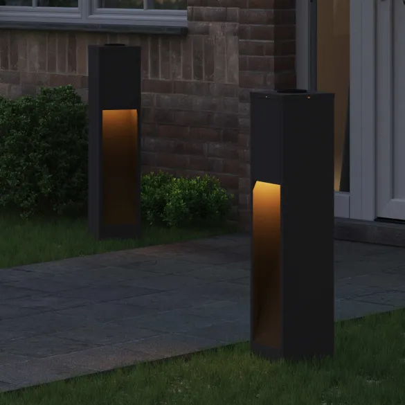 Lămpi Alee Solar LED 2 Bucăți, Oțel Negru | Livrare Gratuită