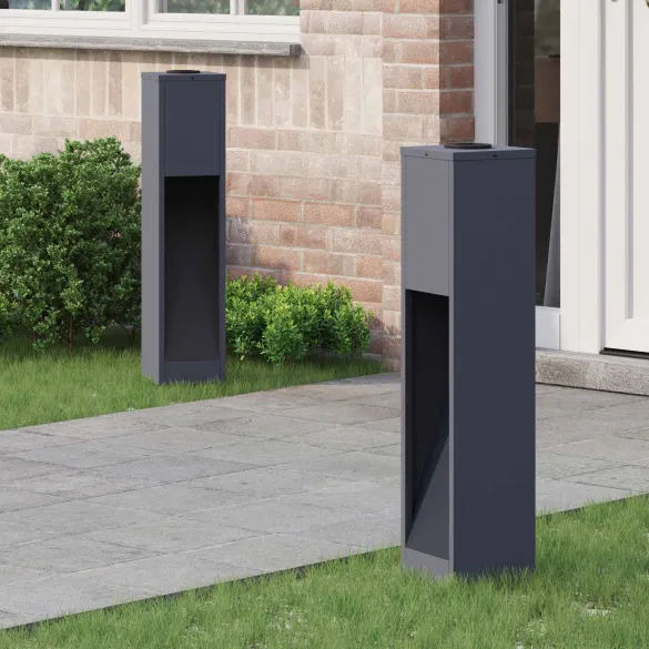 Lămpi Alee Solar LED 2 bucăți Antracit | Iluminat Exterior