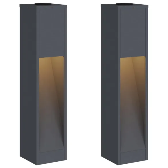 Lămpi Alee Solar LED 2 bucăți Antracit | Iluminat Exterior