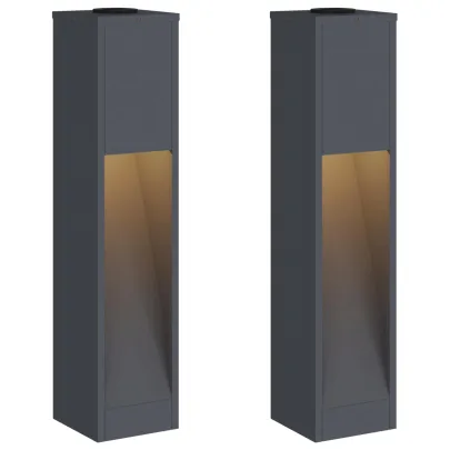 Lămpi Alee Solar LED 2 bucăți Antracit | Iluminat Exterior