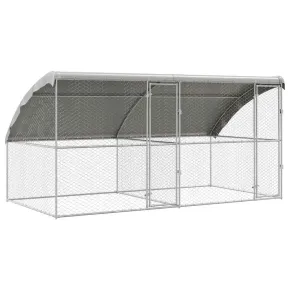 Cușcă Exterior Câini 2 Bucăți Oțel Argintiu 4x2x2 m 2