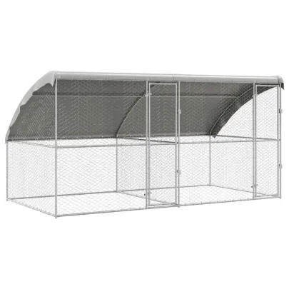 Cușcă Exterior Câini 2 Bucăți Oțel Argintiu 4x2x2 m