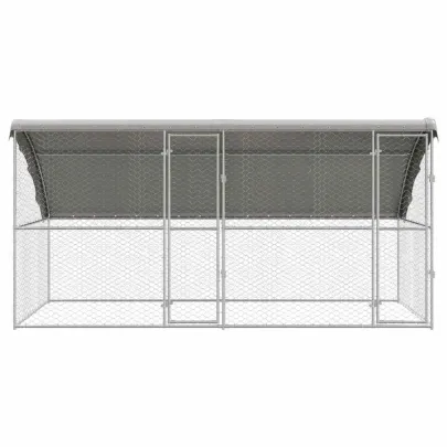 Cușcă Exterior Câini 2 Bucăți Oțel Argintiu 4x2x2 m