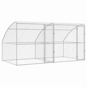 Cușcă Exterior Câini, 2 Bucăți, Oțel, 4x2x2 m 2