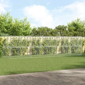 Cușcă Câini Exterior 8x2x2 m, Oțel Argintiu - 4 Bucăți