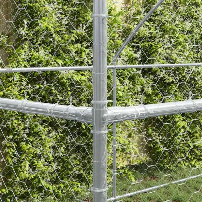 Cușcă Câini Exterior 8x2x2 m, Oțel Argintiu - 4 Bucăți