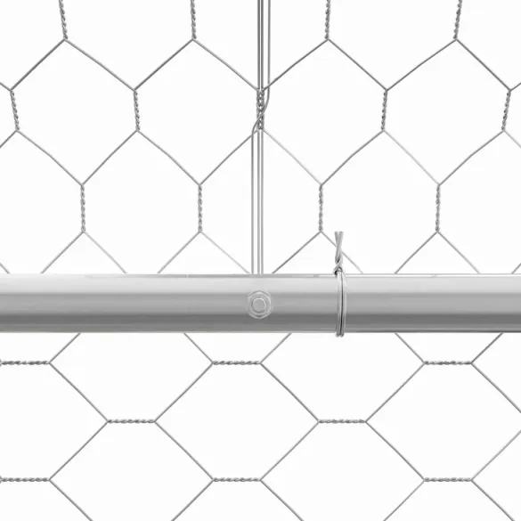 Cușcă Câini Exterior 8x2x2 m, Oțel Argintiu - 4 Bucăți