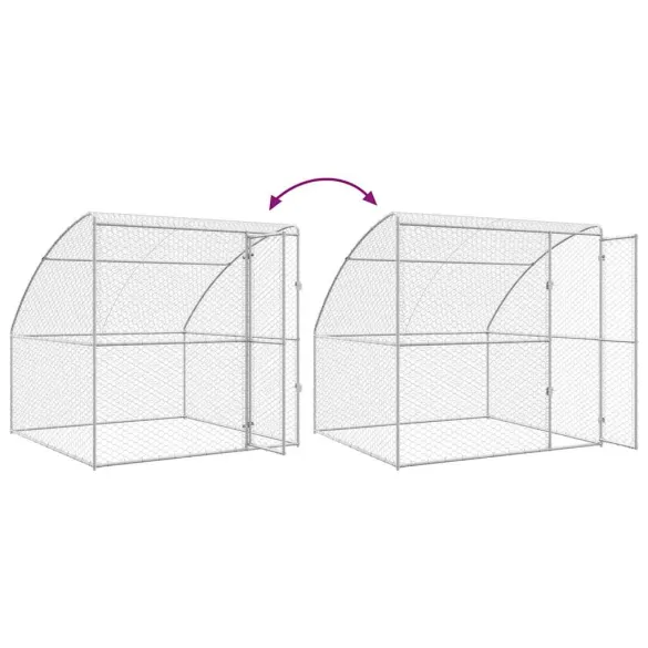 Cușcă Câini Exterior 8x2x2 m, Oțel Argintiu - 4 Bucăți