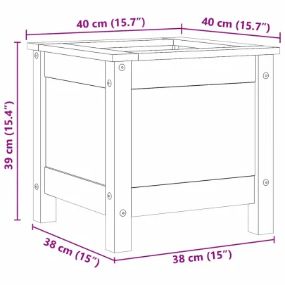 Vază Grădină Lemn Masiv Maroniu 40x40x39 cm