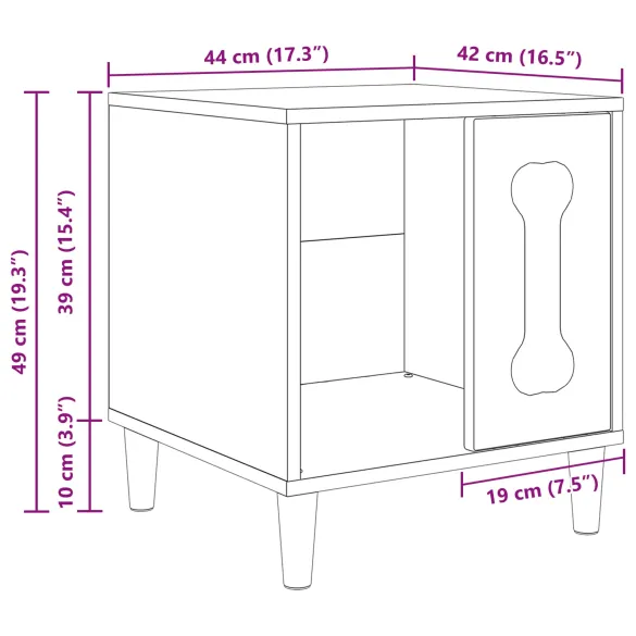Casa pentru Caini Lemn Compozit Stejar Fumuriu 44x42x49 cm