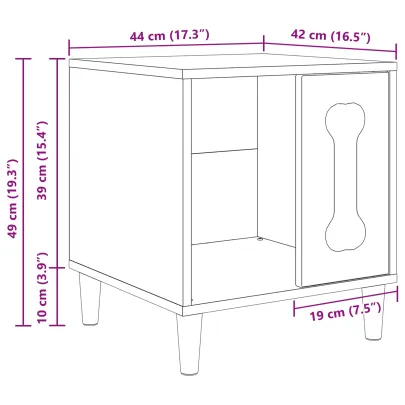 Casa pentru Caini Lemn Compozit Stejar Fumuriu 44x42x49 cm