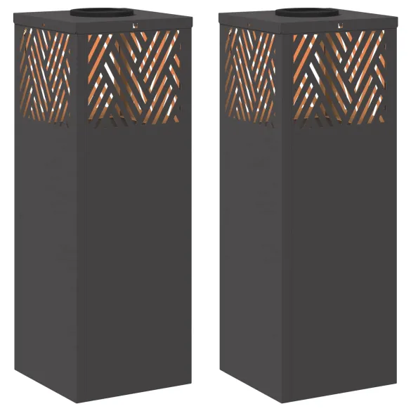 Lămpi LED Solare pentru Alei, 2 bucăți, Negru