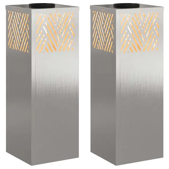 Lumină Solară LED Herringbone Oțel Inoxidabil - 2 pcs