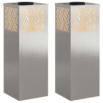 Lumină Solară LED Herringbone Oțel Inoxidabil - 2 pcs