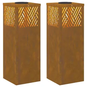 Lumină Solară LED Oțel Corten pentru Alei și Grădini 2