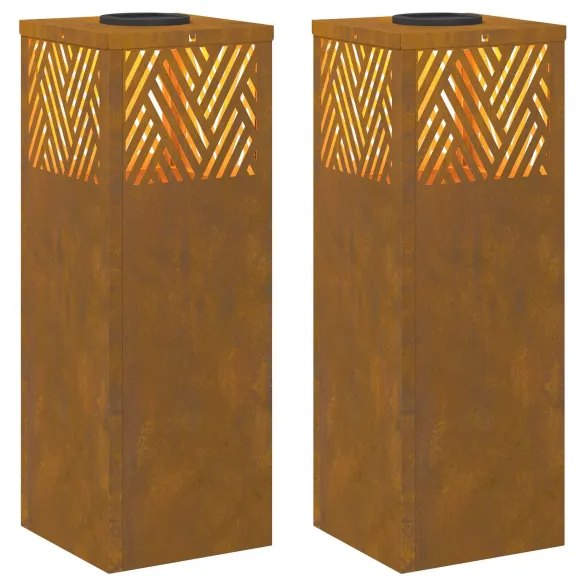 Lumină Solară LED Oțel Corten pentru Alei și Grădini