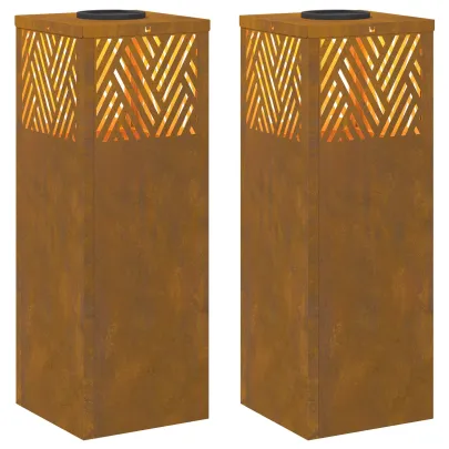 Lumină Solară LED Oțel Corten pentru Alei și Grădini