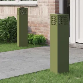 Lămpi LED Solare pentru Alei Herringbone, Verde Măsliniu