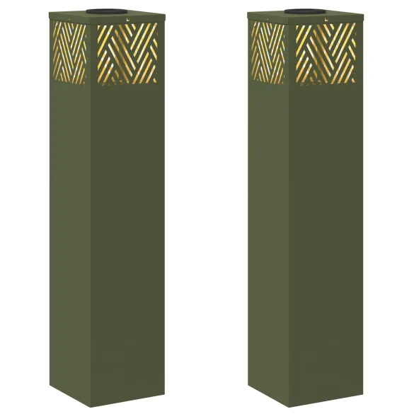 Lămpi LED Solare pentru Alei Herringbone, Verde Măsliniu