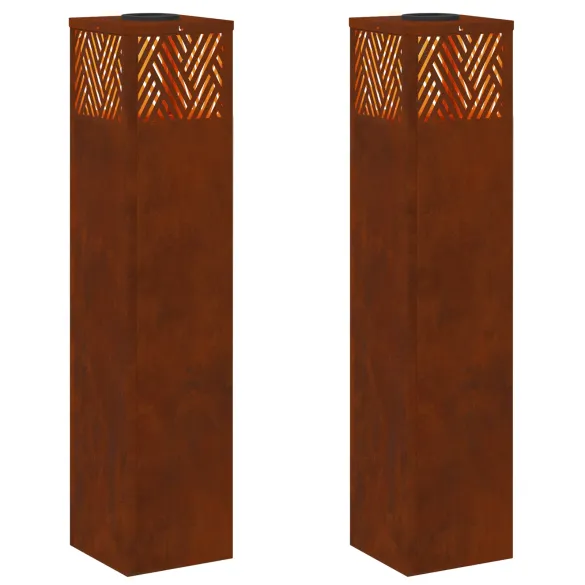 Lămpi LED Solare Oțel Corten pentru Alei | 2 bucăți