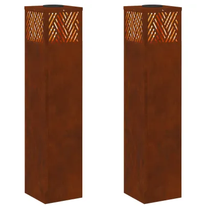 Lămpi LED Solare Oțel Corten pentru Alei | 2 bucăți