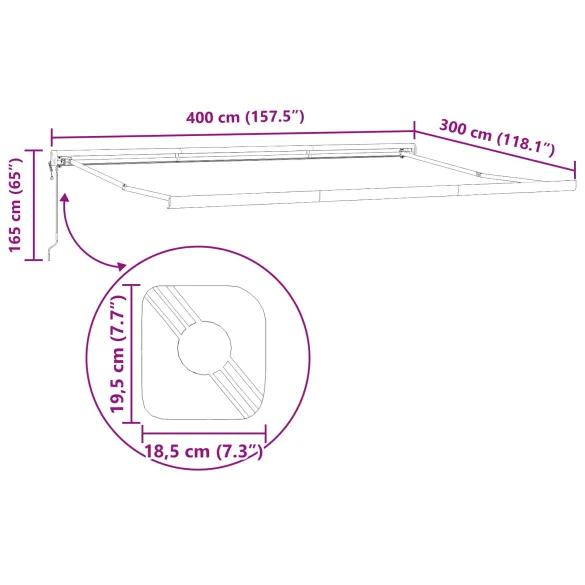 Marchiză Retractabilă Manuală 4x3m Negru | Livrare Gratuită