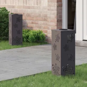 Lumină Solară LED Alei 2 bucăți, Oțel Negru | Livrare Gratuită