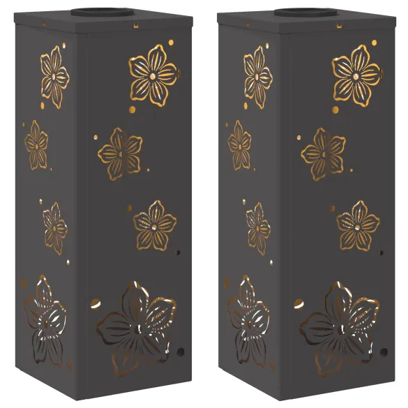 Lumină Solară LED Alei 2 bucăți, Oțel Negru | Livrare Gratuită