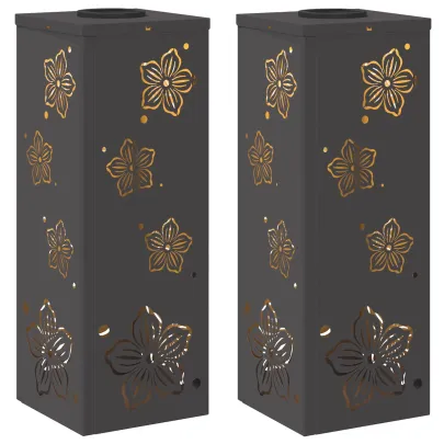 Lumină Solară LED Alei 2 bucăți, Oțel Negru | Livrare Gratuită