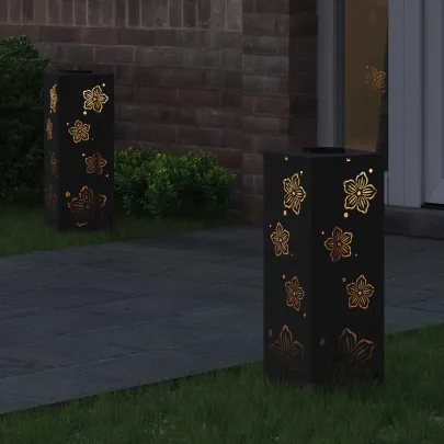 Lumină Solară LED Alei 2 bucăți, Oțel Negru | Livrare Gratuită