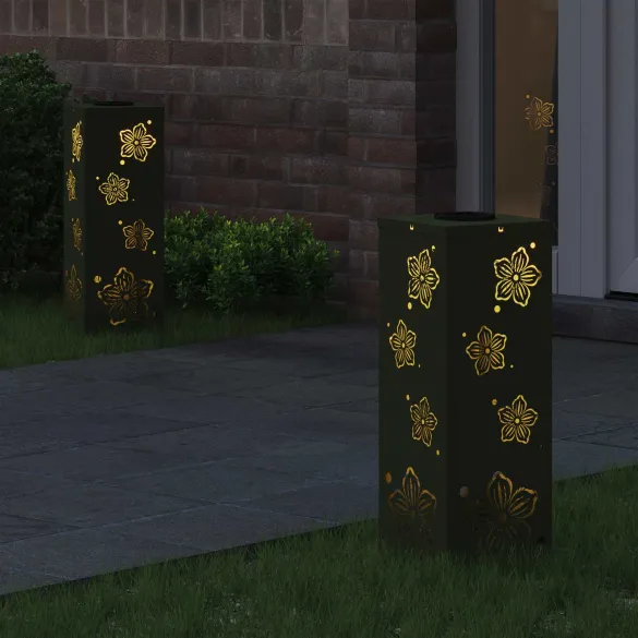 Lumină Solară LED Alei | 2 bucăți | Verde măsliniu | Livrare Gratuită