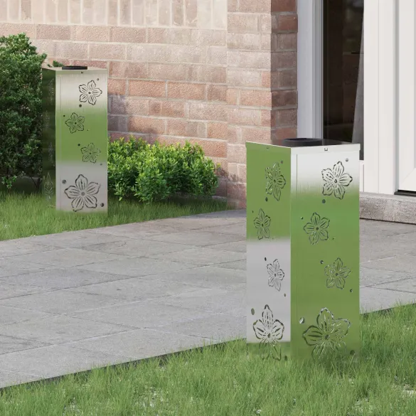 Lumină Solară LED Alei, Oțel Inoxidabil, 2 bucăți