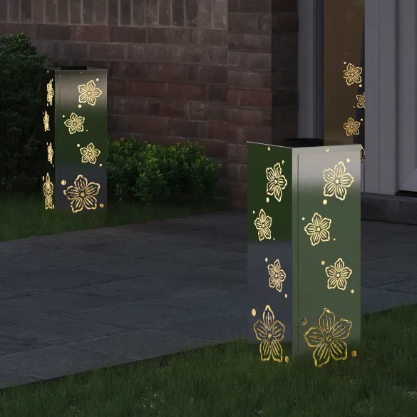 Lumină Solară LED Alei, Oțel Inoxidabil, 2 bucăți