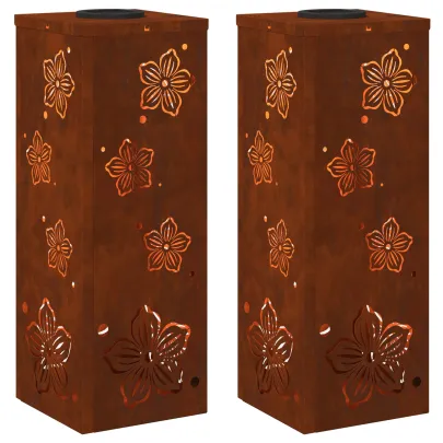 Lumină Solară LED Alei Oțel Corten | Iluminat Exterior