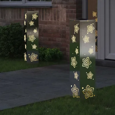 Lămpi LED Solare pentru Alei | Set 2 bucăți | Oțel Inoxidabil