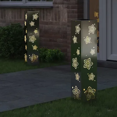 Lumină Solară LED Alei Galvanizat 2 Bucăți | Livrare Gratuită