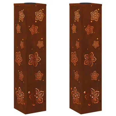 Lumină Solară LED pentru Alei Oțel Corten - 2 bucăți