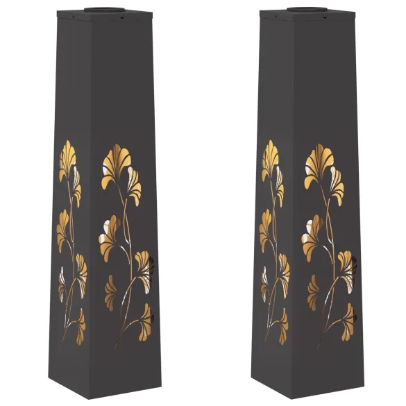 Lumină Solară LED Alei | 2 Piese | Oțel Negru