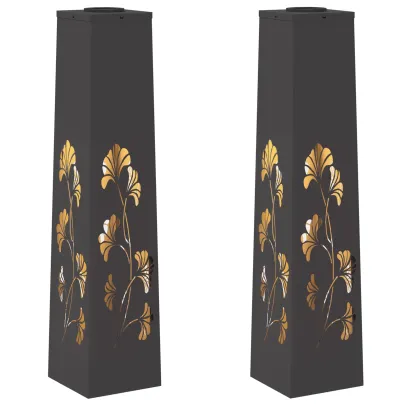 Lumină Solară LED Alei | 2 Piese | Oțel Negru