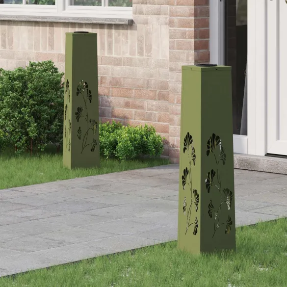 Lumină Solară LED Alei - 2 bucăți, Verde măsliniu