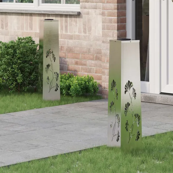 Lămpi LED Solare pentru Alei | 2 bucăți | Oțel Inoxidabil