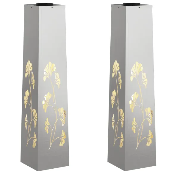 Lămpi LED Solare pentru Alei | 2 bucăți | Oțel Inoxidabil