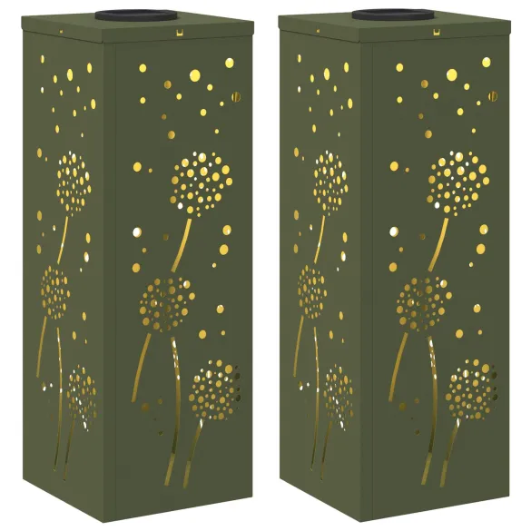 Lămpi LED Solare pentru Alei - 2 bucăți, Verde măsliniu