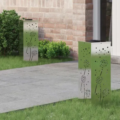 Lămpi LED Solare pentru Alei | 2 bucăți | Oțel Inoxidabil