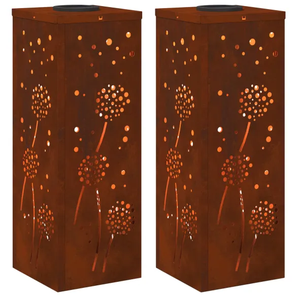 Lumină Solară LED Alei Oțel Corten | Iluminat Exterior
