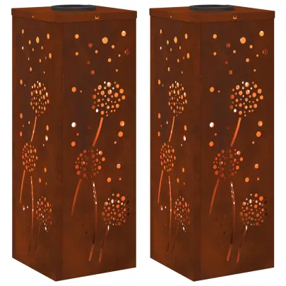 Lumină Solară LED Alei Oțel Corten | Iluminat Exterior